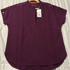 FIGS Montex Mock Neck Scrub Top - Deep Purple